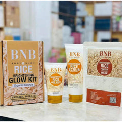 BNB Rice Extract Bright & Glow Facial Kit – Face Wash, Scrub & Mask (Set of 3)