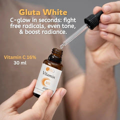 Gluta White Vitamin C Serum 16% – Brightening & Anti-Aging Face Serum for Dark Spots, Wrinkles & Glowing Skin (30ml)
