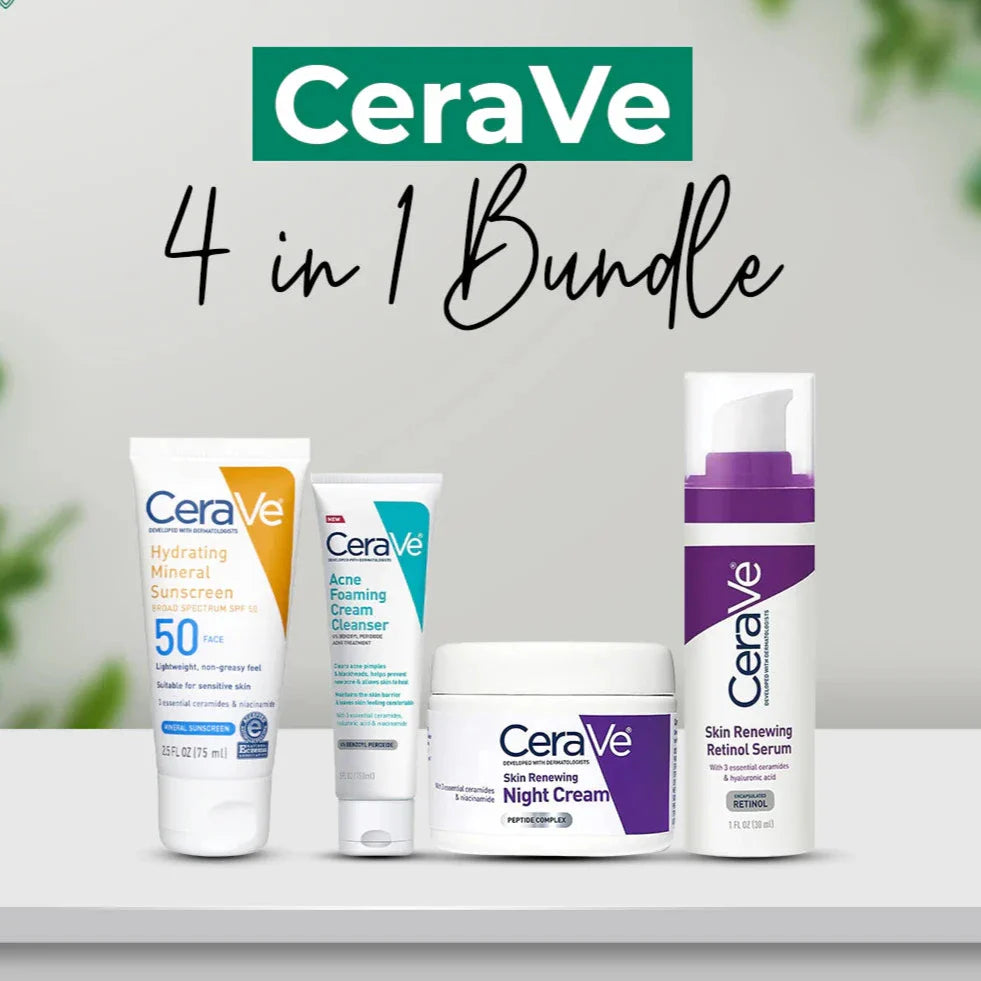 CeraVe 4-in-1 Skincare Kit | Night Cream, Sunblock, Cleanser & Serum